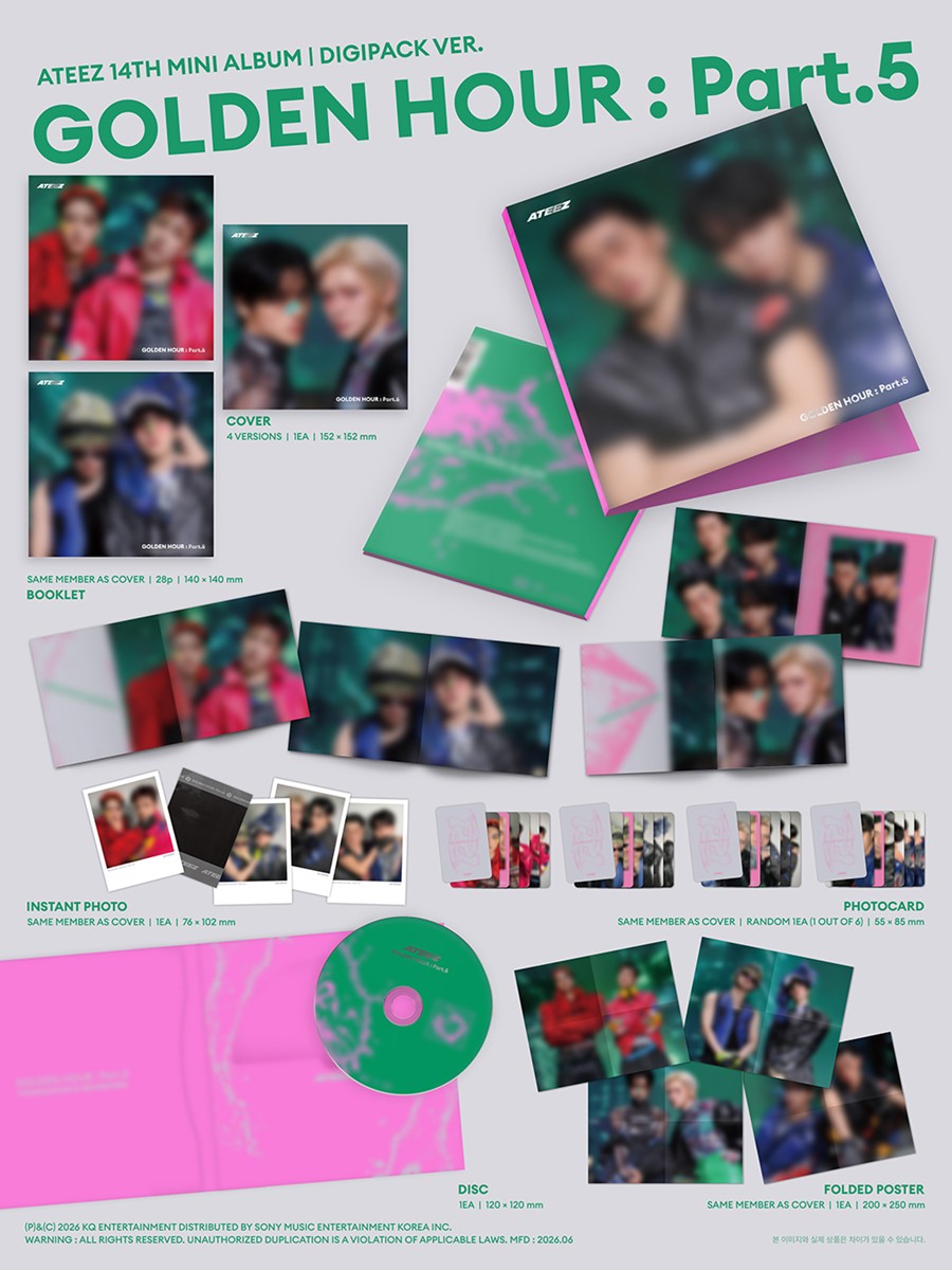 PRE ORDER Ateez GOLDEN HOUR : Part 5 Digipack Unit Album KQ Shop Pob Option