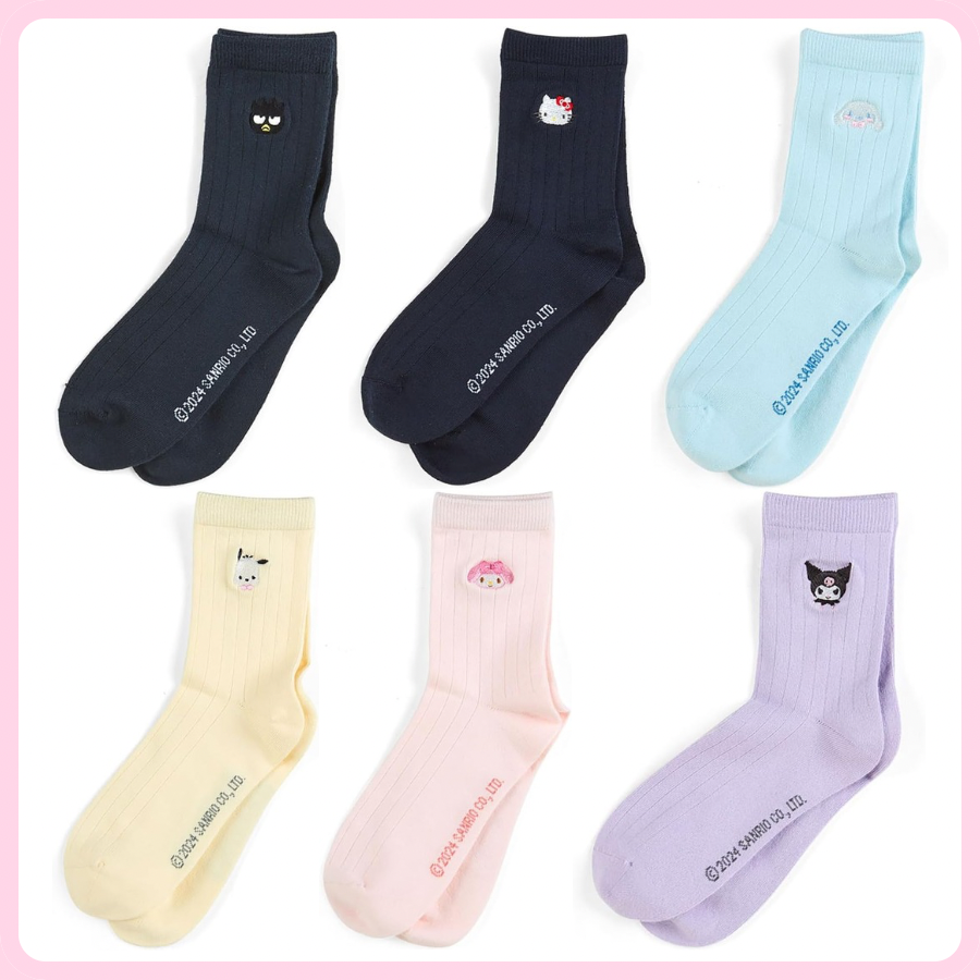 Sanrio thin socks with embroidery character