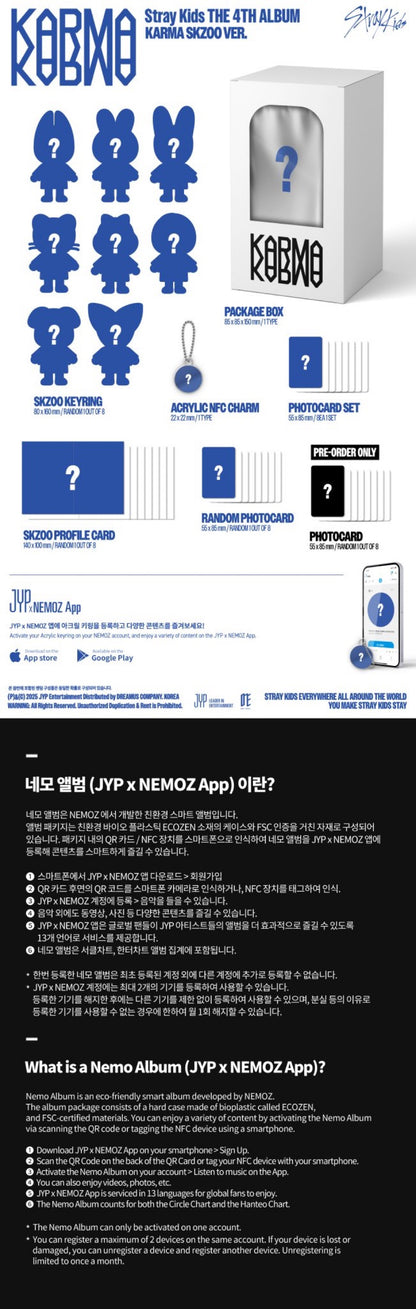 PRE ORDER Stray Kids KARMA 4th Album SKZOO Version