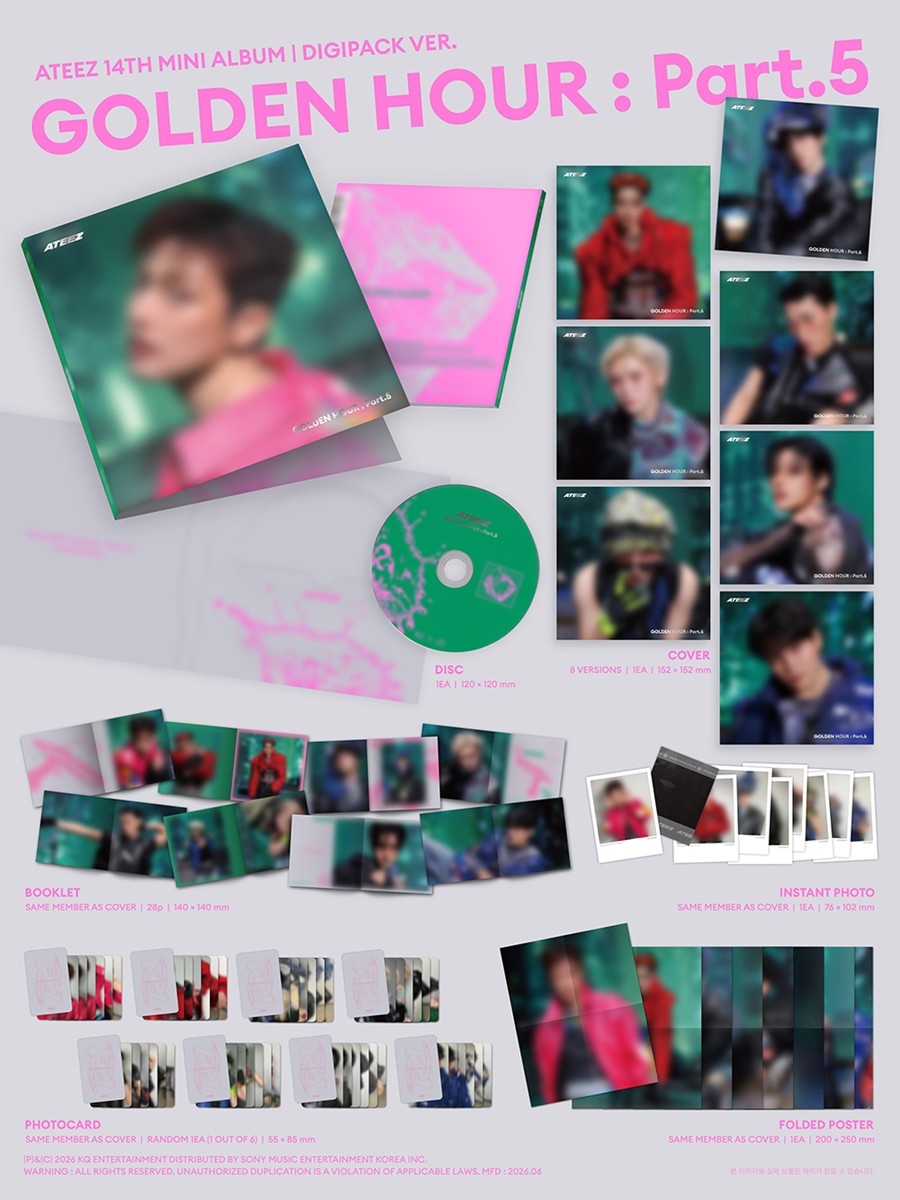 PRE ORDER Ateez GOLDEN HOUR : Part 5 Digipack Member Album KQ Shop Pob Option