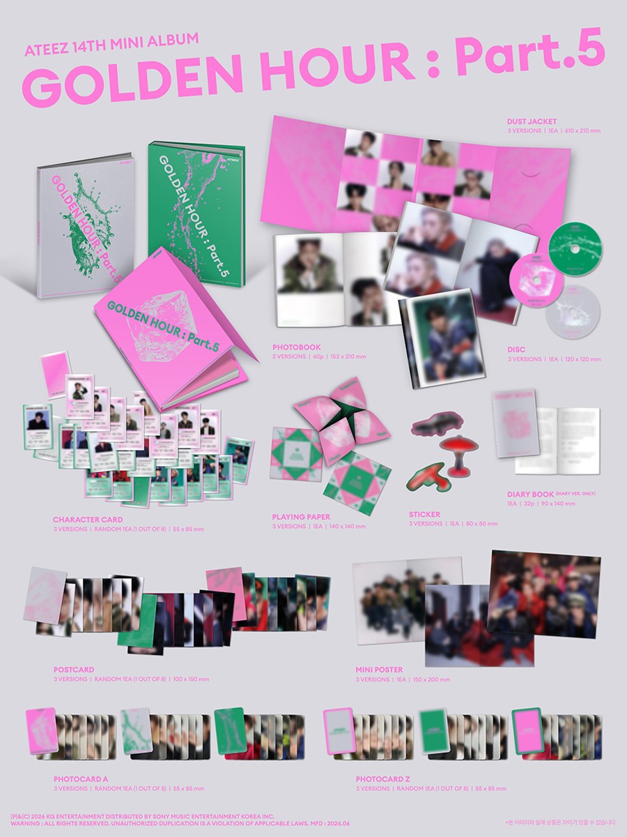 PRE ORDER Ateez GOLDEN HOUR : Part 5 Album KQ Shop Pob Option
