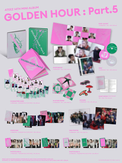 PRE ORDER Ateez GOLDEN HOUR : Part 5 Album KQ Shop Pob Option